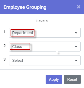 Employee Panel HTML - selected grouping levels