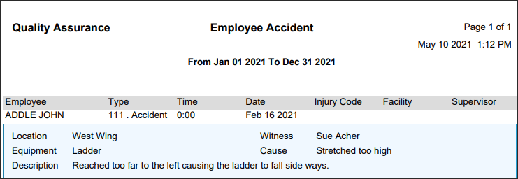 RPH - Accident Report - Report show detail