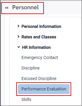 HTML5 - Navigate - Personnel HR info Performance eval