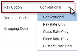 LCH - Pay option dropdown