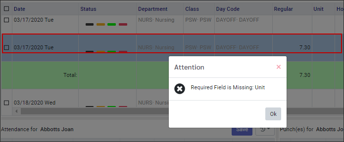 TCH - Error - required field missing