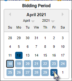 SSH - Setting dates on calendar
