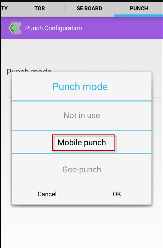 SP - select Mobile Punch to turn on