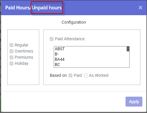 TCH - Unpaid hours popup