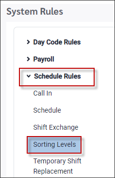 HTML5 - navigate System Rules Sorting Levels