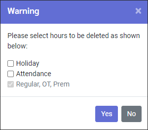 TCH - Delete warning with options