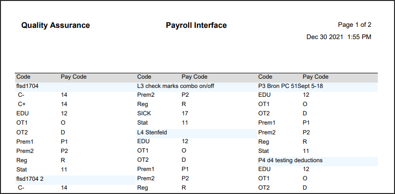RPH - Payroll Interface - report