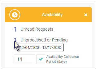 WCH - Availability widget hover for date range