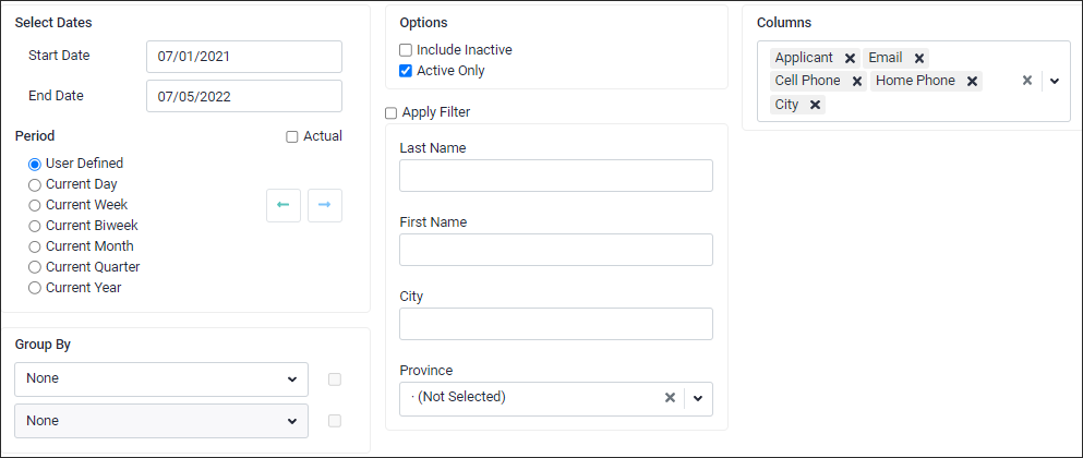 RPH - Applicant Info - configuration