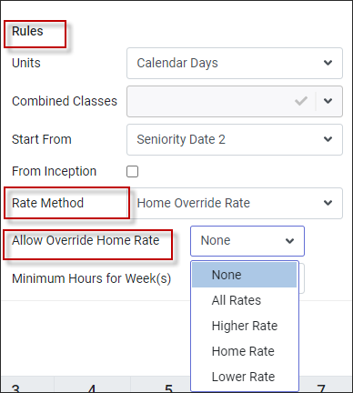 LCH - Rate Method Allow override