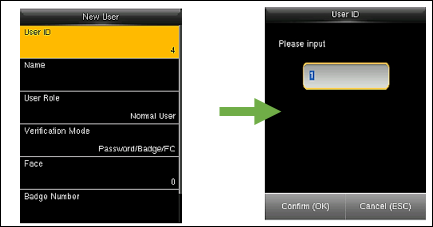 ZK - User ID screen