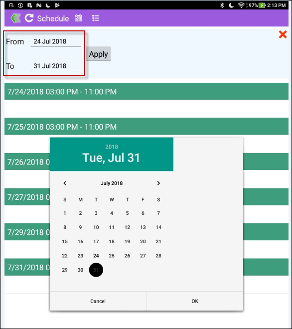 M - Peer - set calendar for sch display