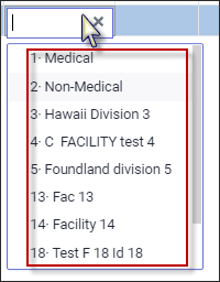 OPH - home facility dropdown