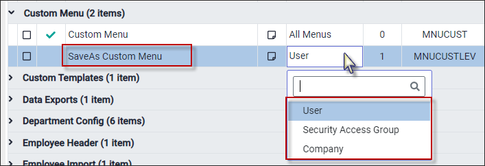 SAH - SaveAs Custom menu dropdown