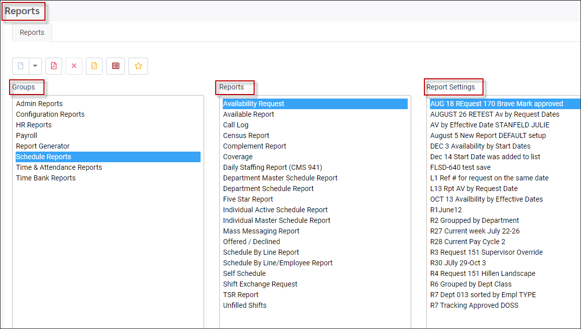 RPH - Reports main screen