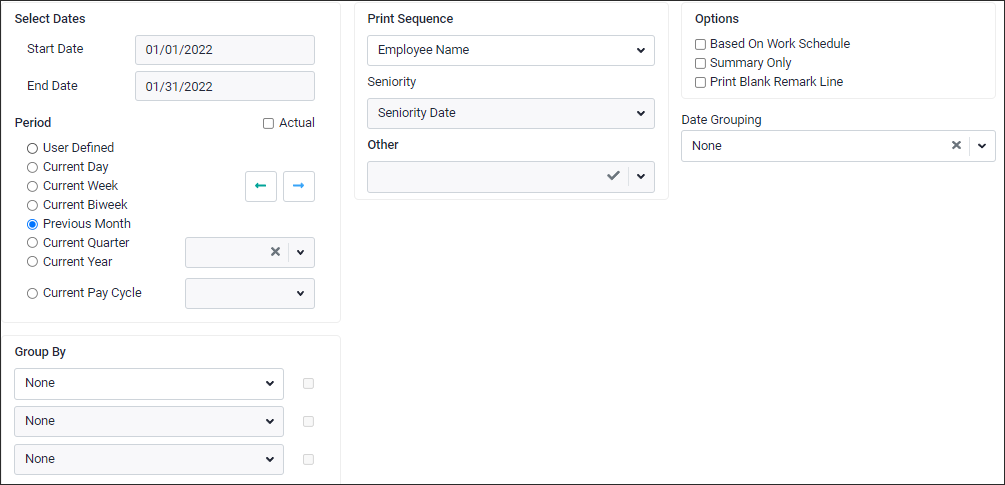 RPH - Time Analysis - Configuration