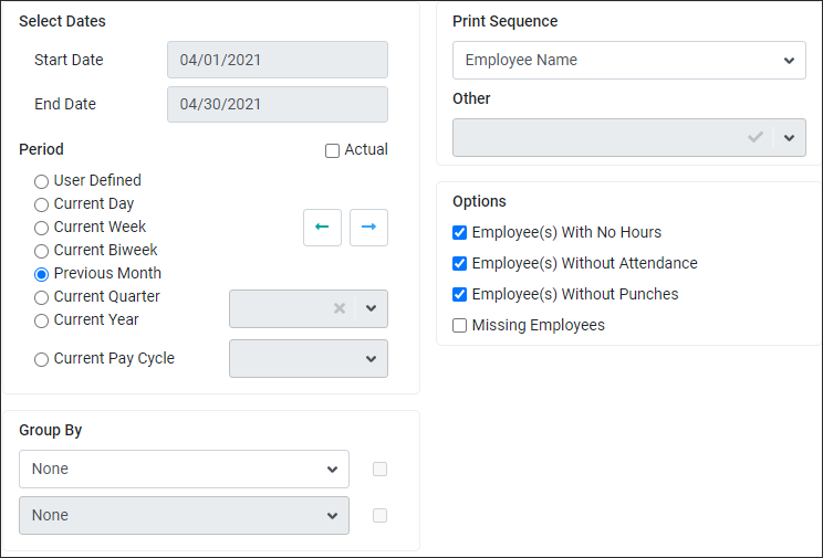 RPH - No Time Activity - Configuration