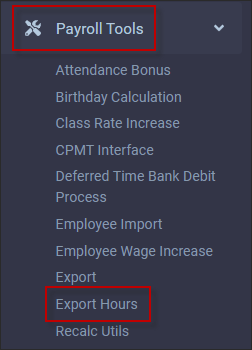 HTML5 - Navigate Payroll Tools Export Hours