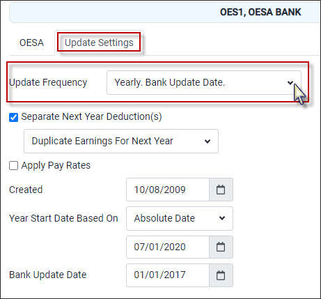 OESAH - Yearly update option