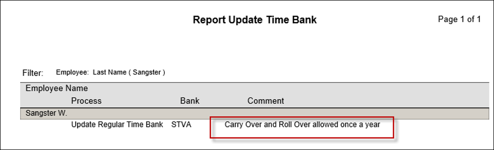 TBR - Time Bank Update Report