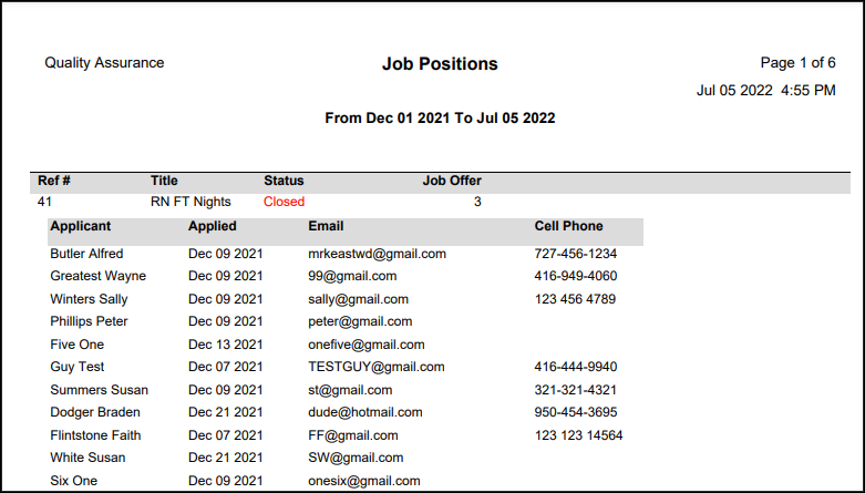 RPH - Job Position - report