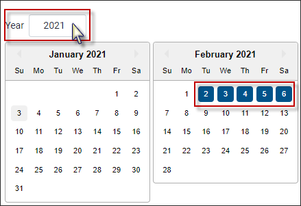 TOR - Blackout date calendar