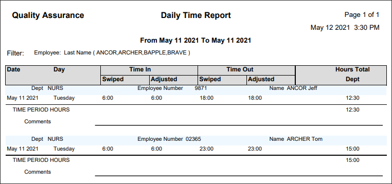 RPH - Daily Time - Report