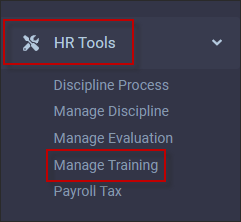 HTML5 - navigate HR Tools Manage Training