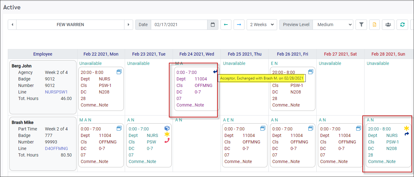 WZH - SE - Active Schedule