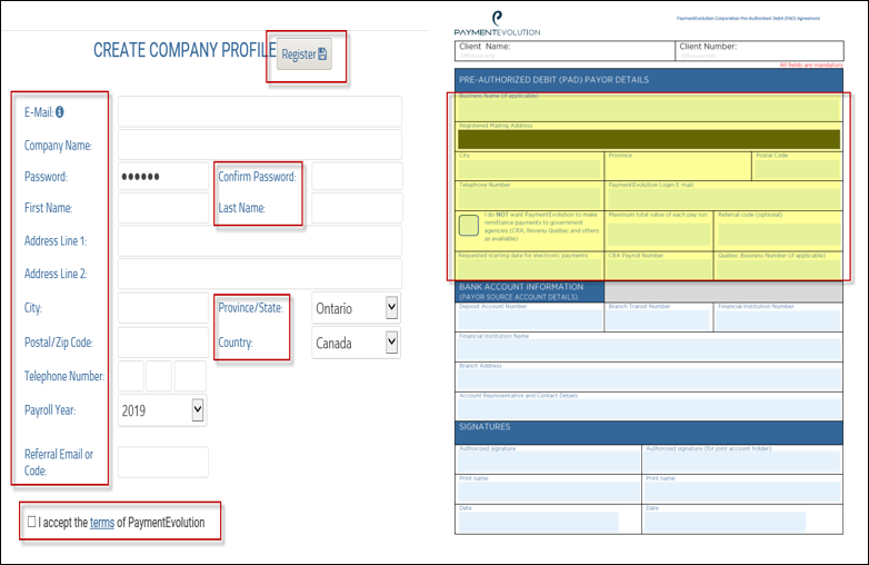 SSC PR - PE new co info screen