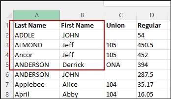 RPH - last first name separate columns