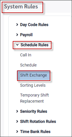 SERH - Systems Rules menu