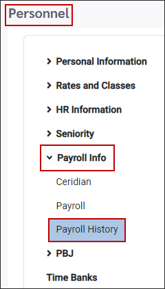 SPRH - navigate to Payroll History