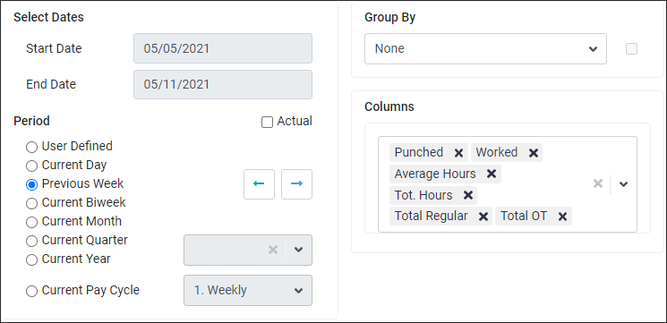 RPH - Daily Department Summary - Configuration