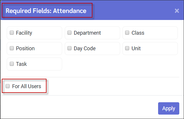 TCH - Required field for Attendance section