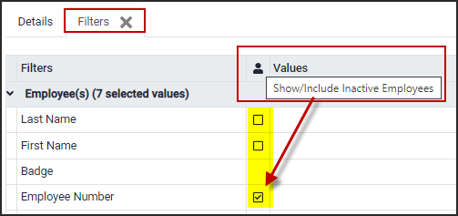 RPH - Time Earnings - filter include inactive