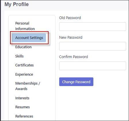 APPC - account settings chg password