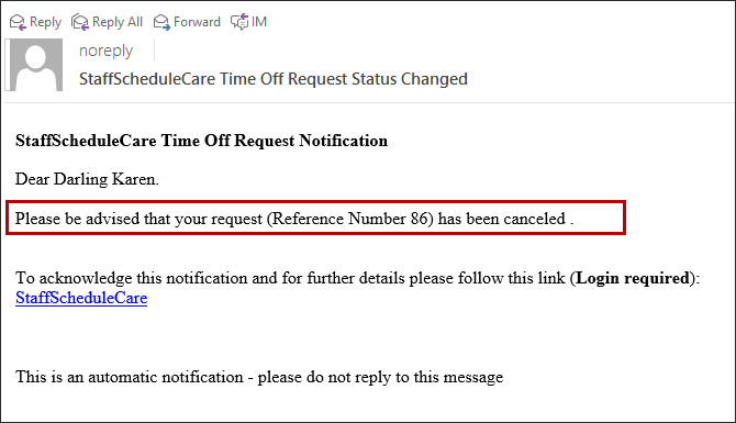 OESA - EE cancellation email