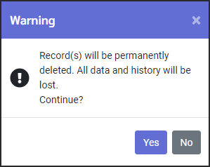 ASH - Delete record warning