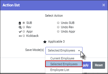 TCH - Action list multi ee