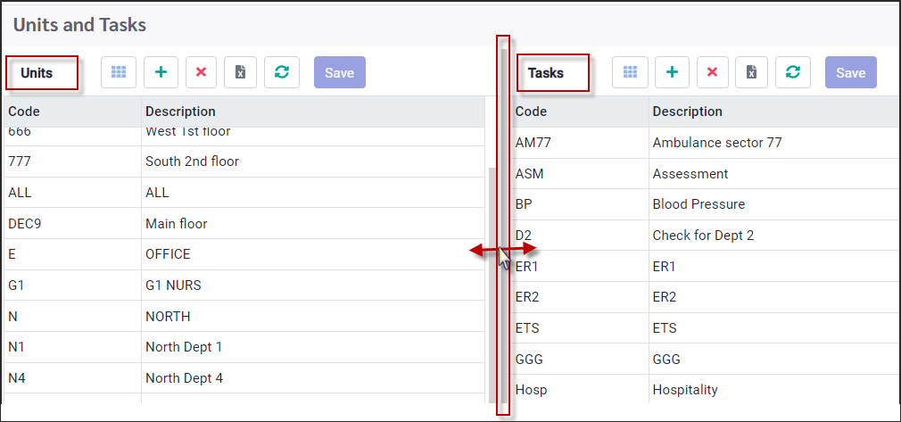 UTH - Units tasks main screen